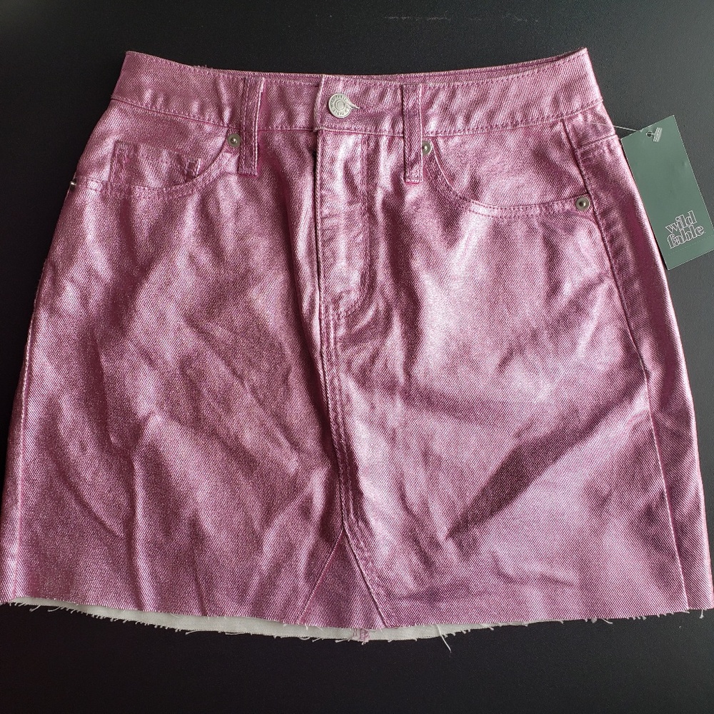 Wild Fable Metallic Denim Skirt Pink 00